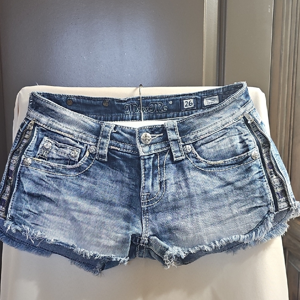 Miss Me Blue Distressed Jean Shorts